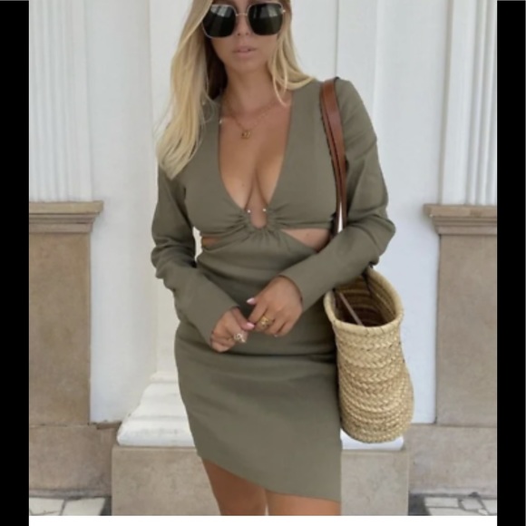 Zara Dresses & Skirts - Zara Linen Cut Out Waist Mini Dress